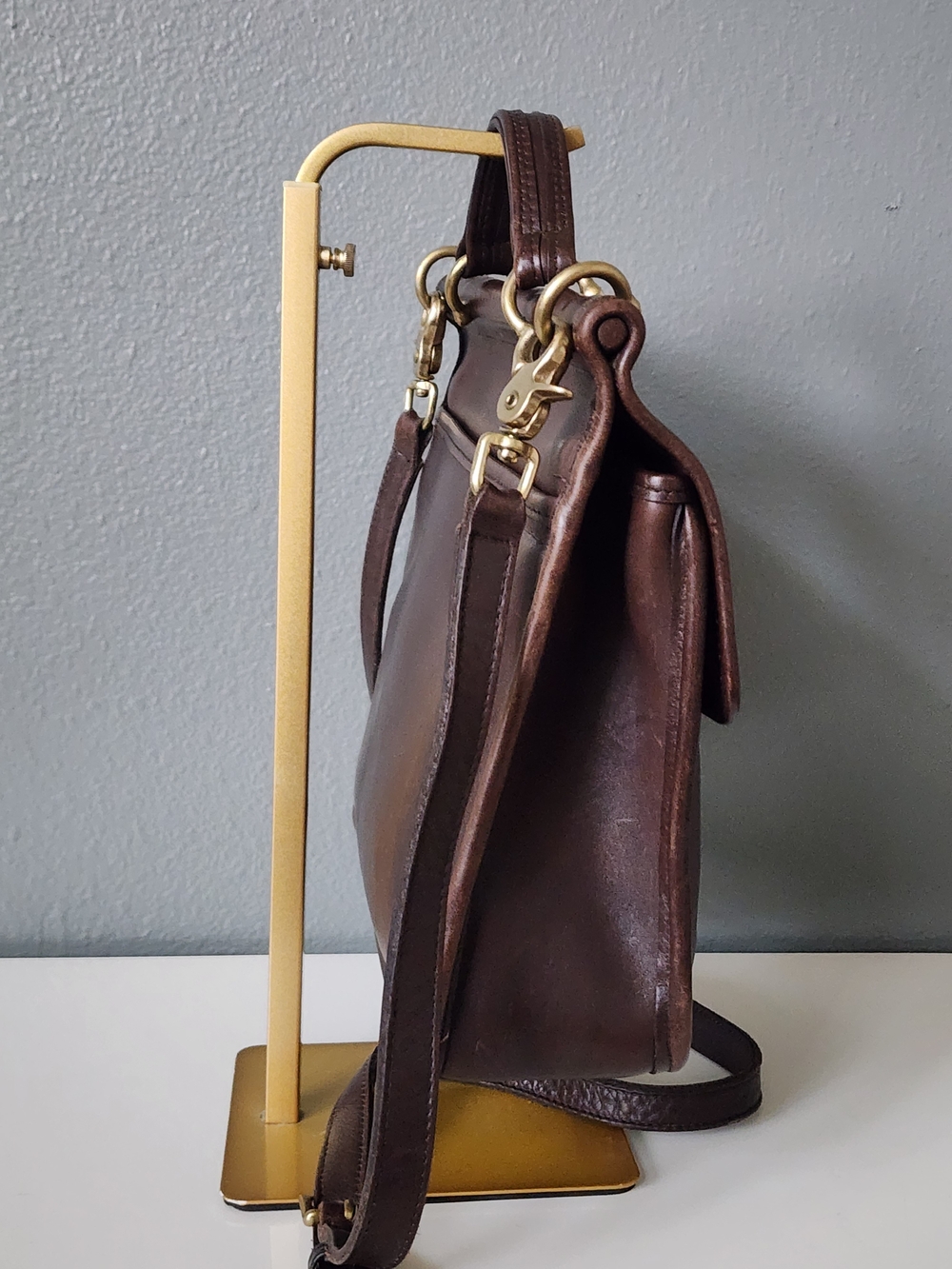 Vintage Coach Willis 9927 Brown Glove Tanned Leather Crossbody Briefcase USA - Picture 5 of 11